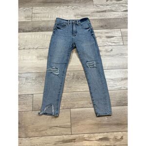 Express high-rise cropped skinny distressed jeans size 0
